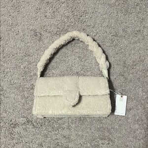 Moda Luxe Cream Shearling Shoulder Bag